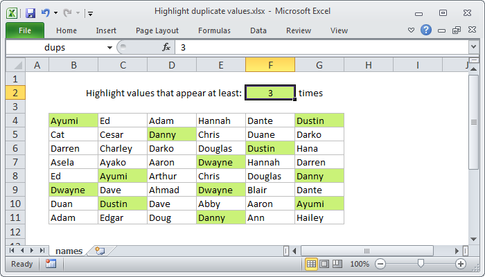 microsoft excel for mac how to highligh duplicates in mac